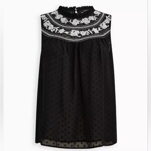 NWT Torrid Size 1 Clip Dot Tank Top Balck White Chiffon